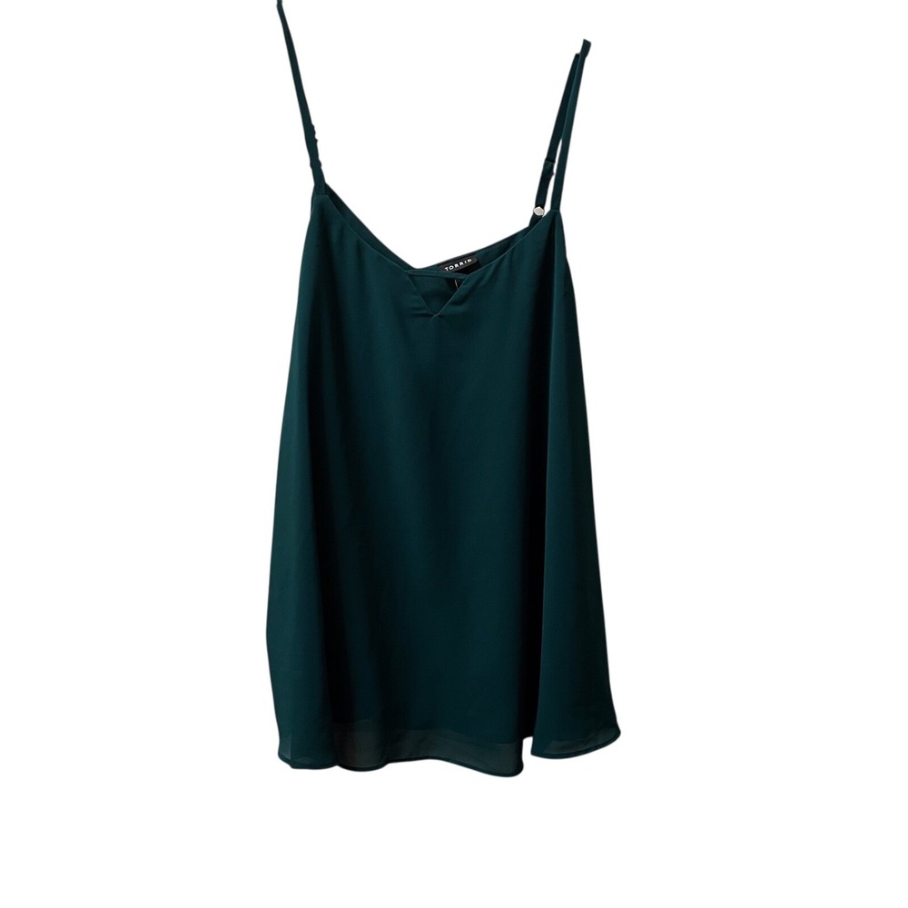 Torrid 0 Green Cami Tank Top Women Size Adjustable Lined V Neck Size 0 - Picture 2 of 3